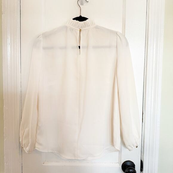 J.Crew Ruffle Neck Ivory Long Sleeves Top - Picture 5 of 7